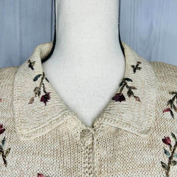 Carolina Colours Sweater Womens Sz XL Embroidered Floral Cardigan Vintage - Picture 4 of 11